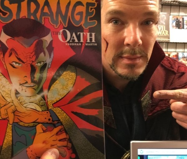 Benedict Cumberbatch stops by New York comic book shop, dressed as Doctor Strange